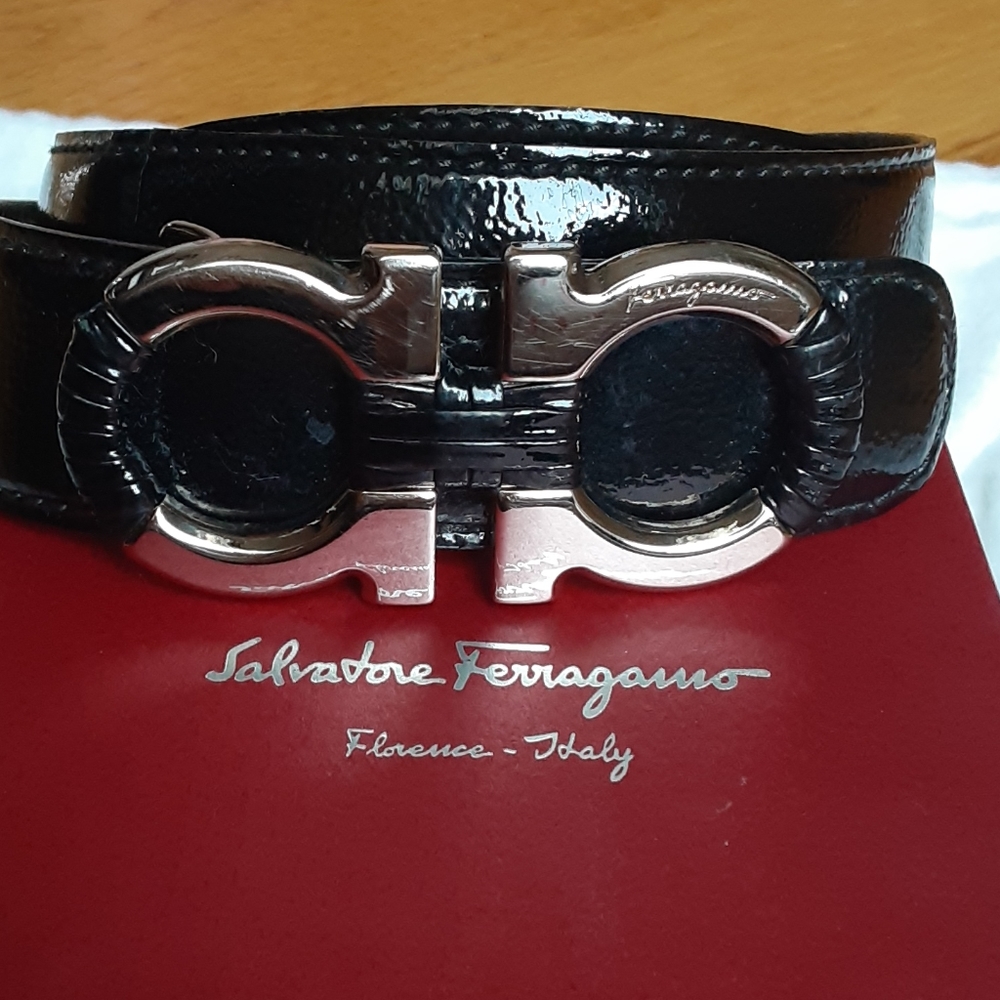 Ferragamo patent leather belt